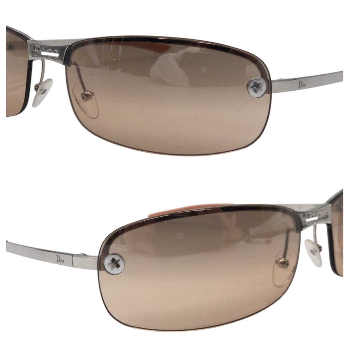 13297
 Christian Dior ADIORABLE Brown Silver Metal ADIORABLE 3 YB7KH Sunglasses Square Women's