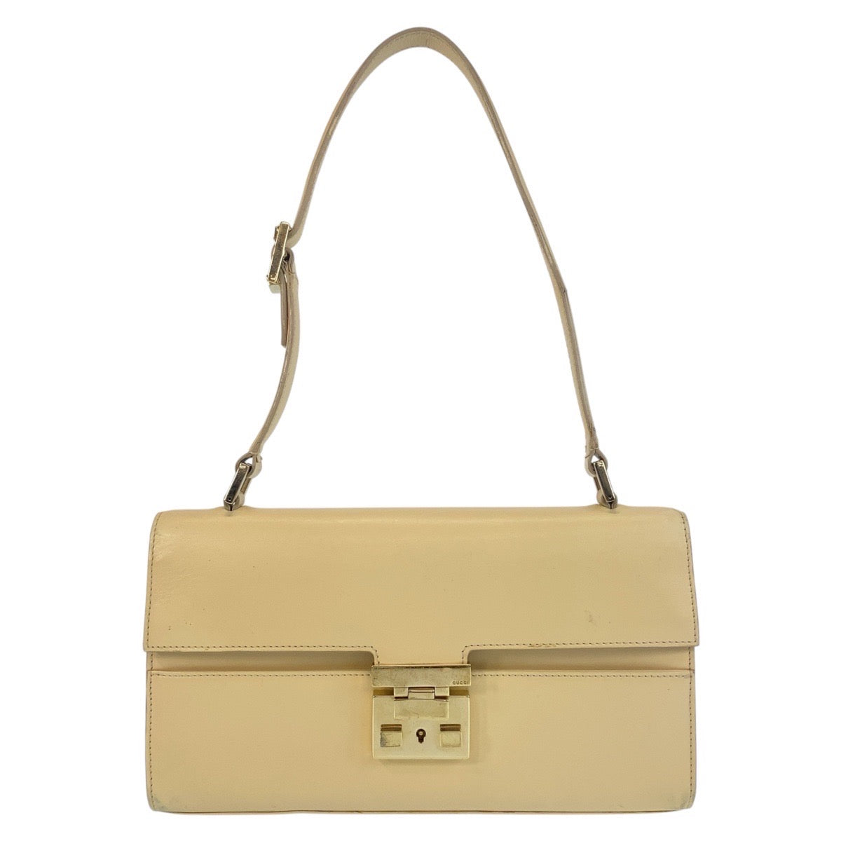 14067
GUCCI グッチ ヴィンテージ レディロック ミラー付き ベージュ ゴールド金具 レザー 001 4214 ショルダーバッグ  レディース