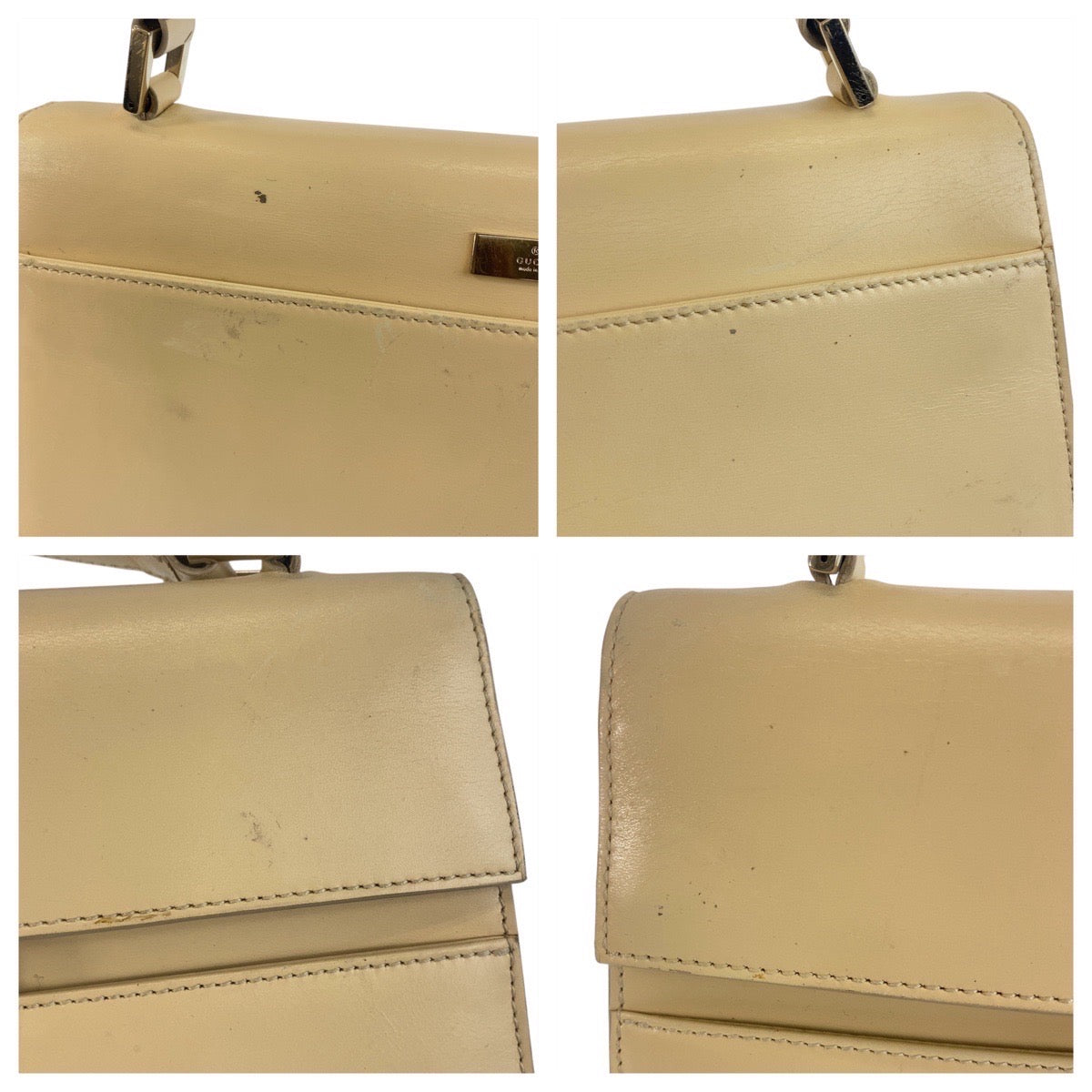 14067
GUCCI グッチ ヴィンテージ レディロック ミラー付き ベージュ ゴールド金具 レザー 001 4214 ショルダーバッグ  レディース