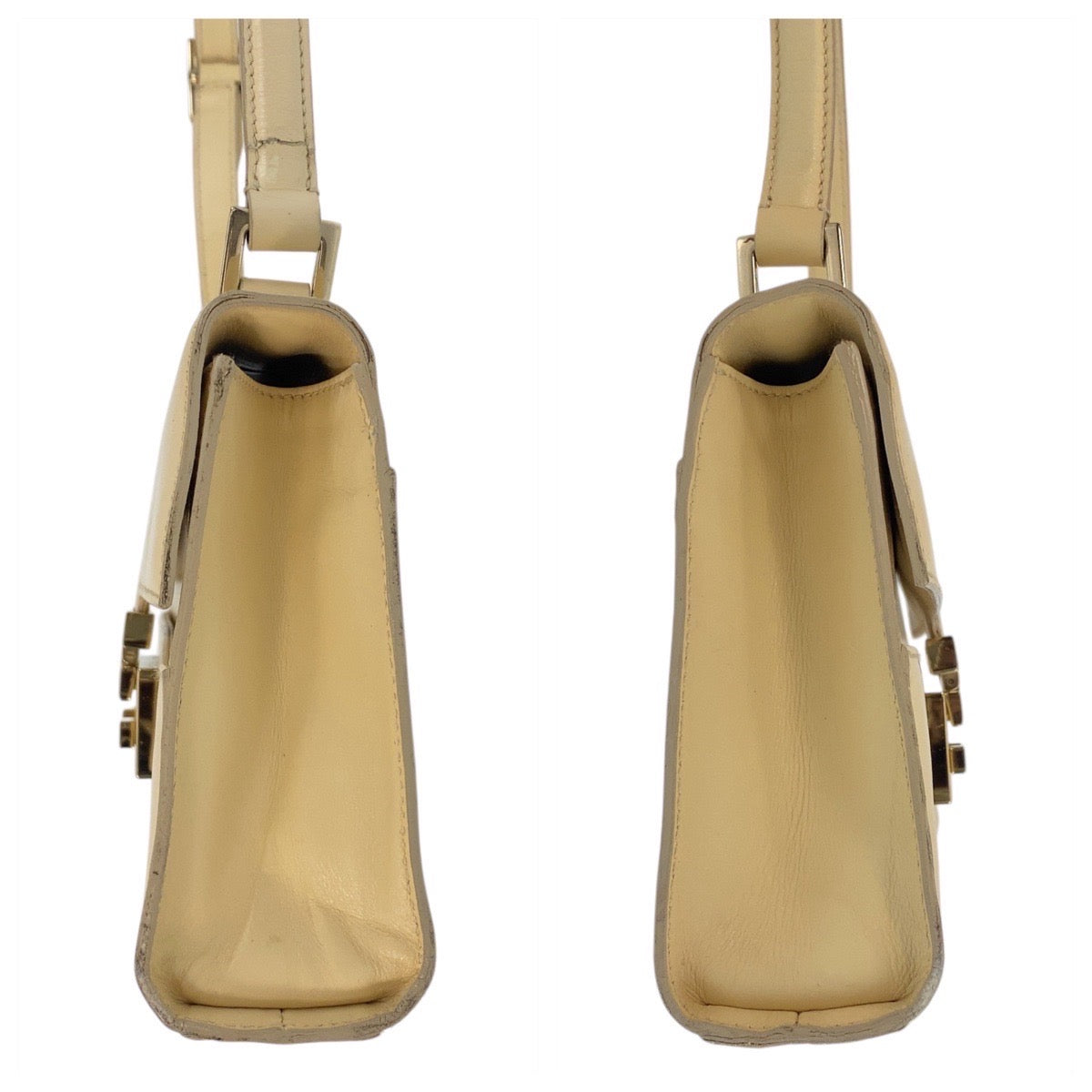 14067
GUCCI グッチ ヴィンテージ レディロック ミラー付き ベージュ ゴールド金具 レザー 001 4214 ショルダーバッグ  レディース