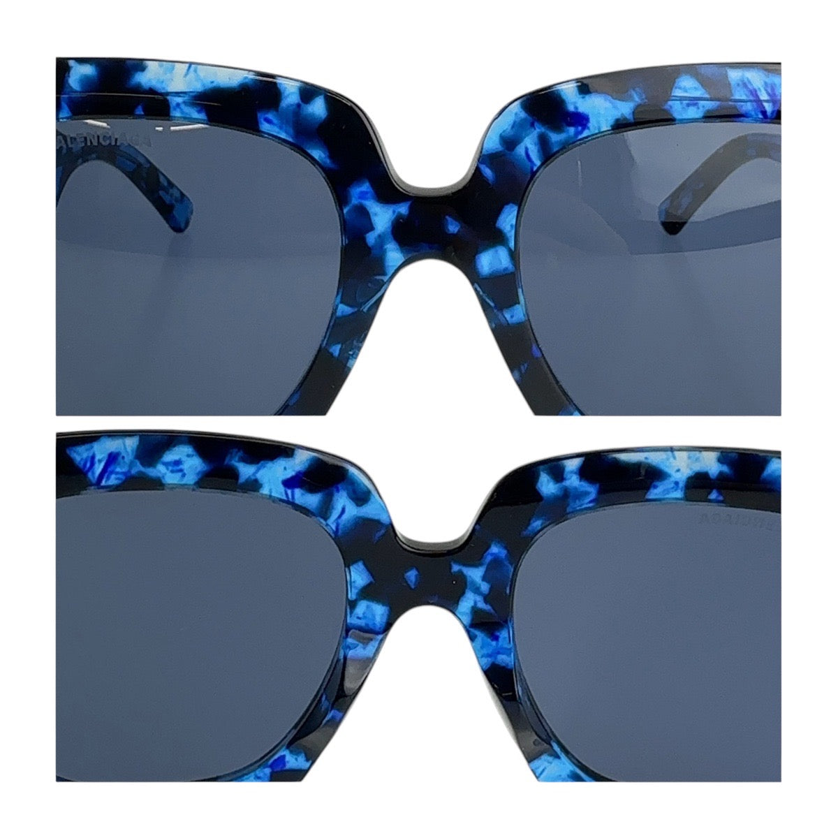 13299
 BALENCIAGA Square Full Rim Unisex Blue Marble Silver Hardware Plastic BB0119S 003 53□23 140 Sunglasses Square Men's