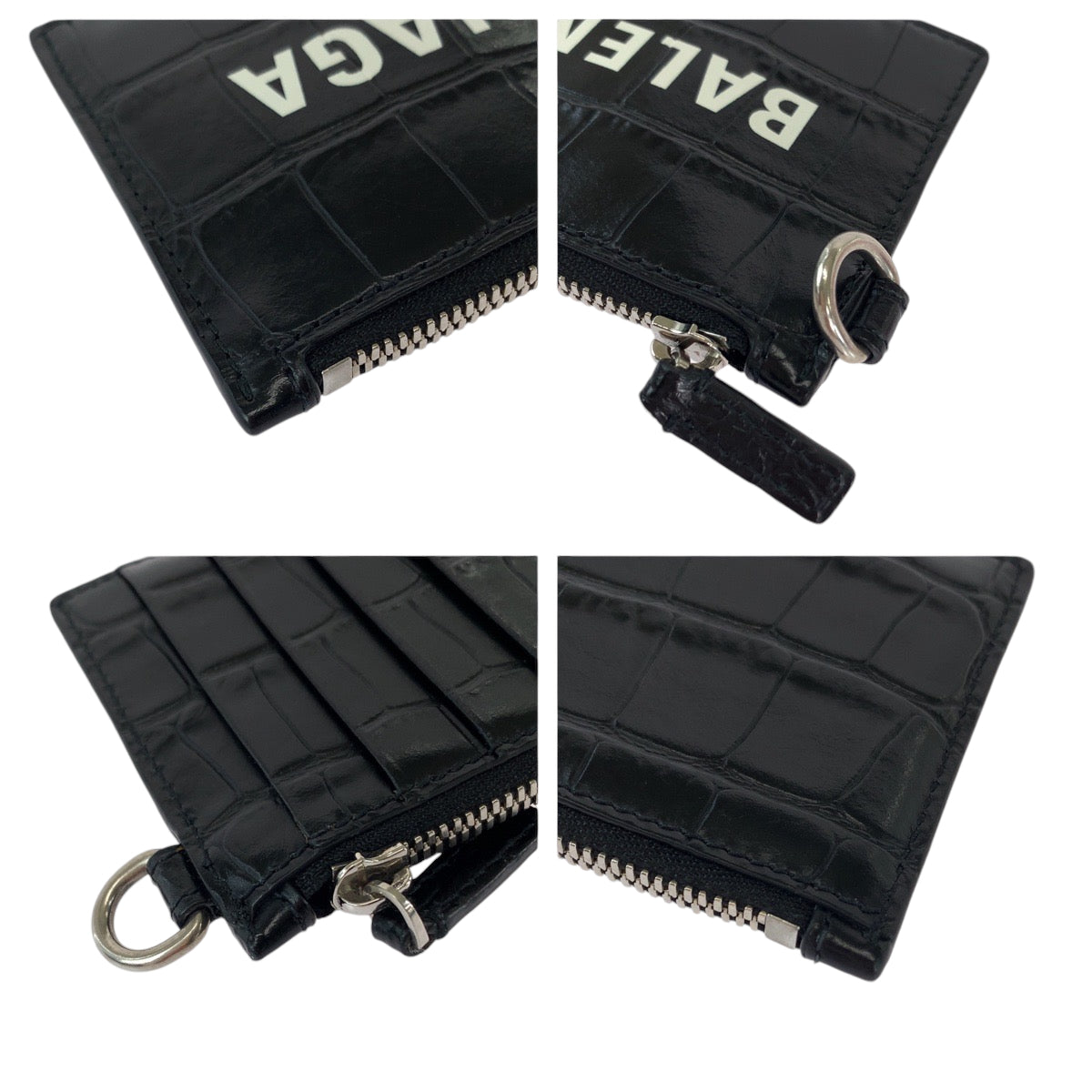 13302
BALENCIAGA バレンシアガ 型押し ブラック 黒 シルバー金具 レザー 594548 コインケース フラグメントケース カードケース ネックストラップ  メンズ