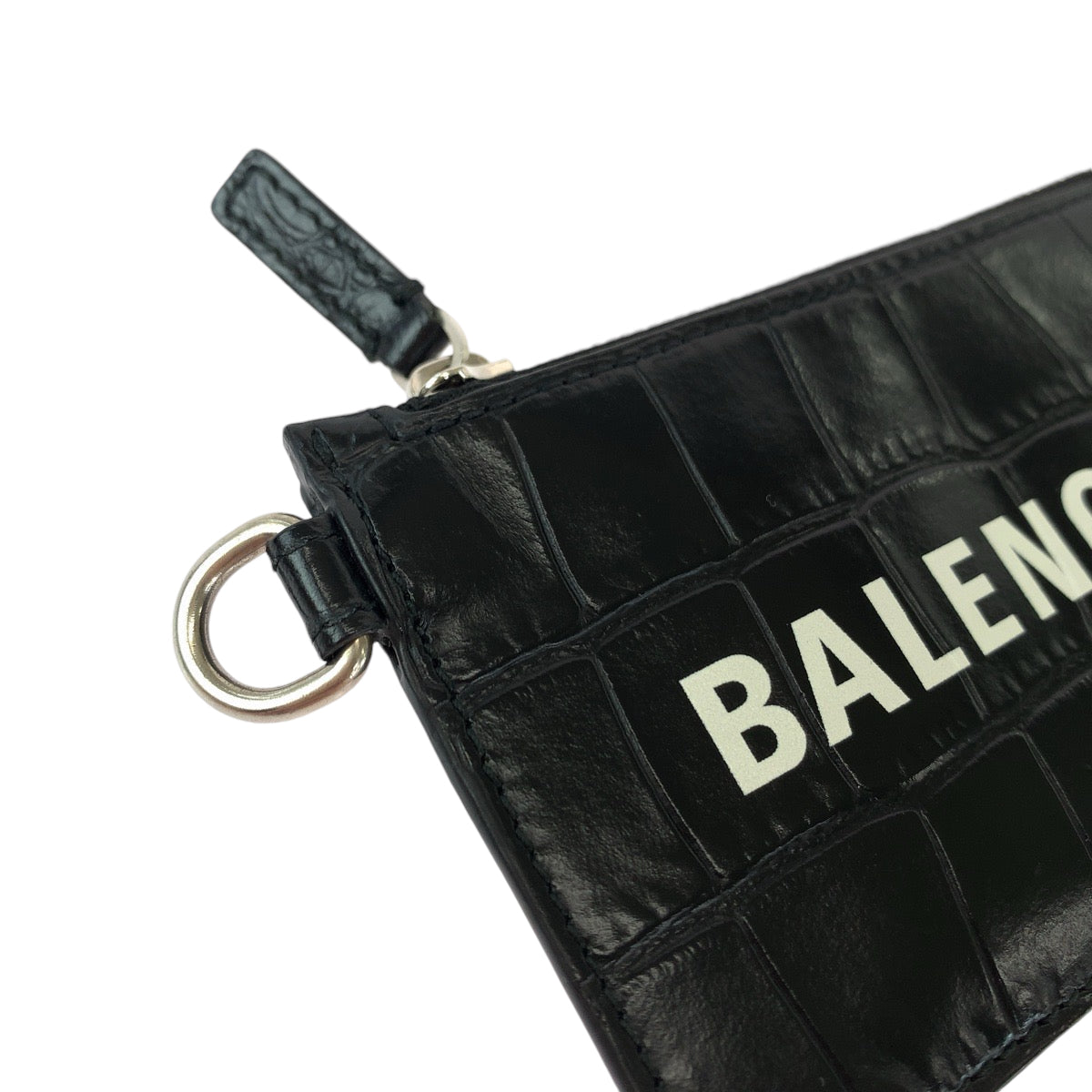 13302
BALENCIAGA バレンシアガ 型押し ブラック 黒 シルバー金具 レザー 594548 コインケース フラグメントケース カードケース ネックストラップ  メンズ