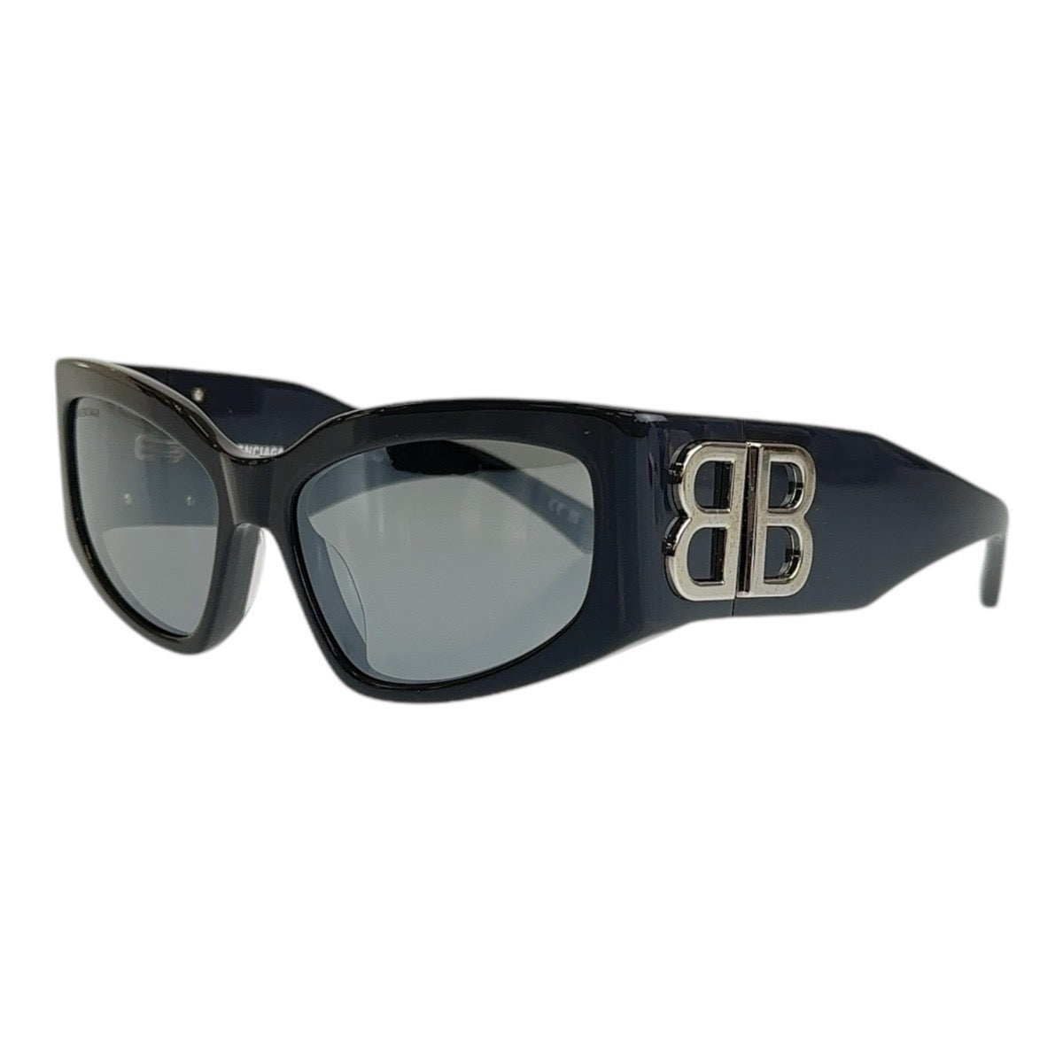 BALENCIAGA バレンシアガ BBロゴ キャットアイ BOSSY CAT 男女兼用 グレー シルバー金具 プラスチック BB 0321S 009 57□17 125 M サングラス ミラーレンズ スクエア  メンズ