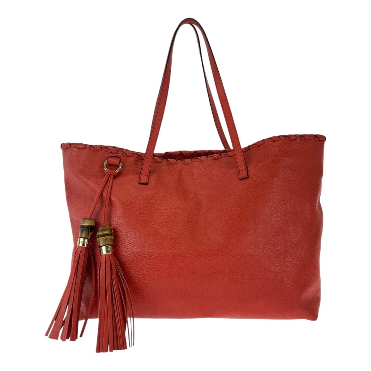 13303
GUCCI グッチ バンブー タッセル レッド ゴールド金具 レザー 354666 トートバッグ ショルダーバッグ  レディース