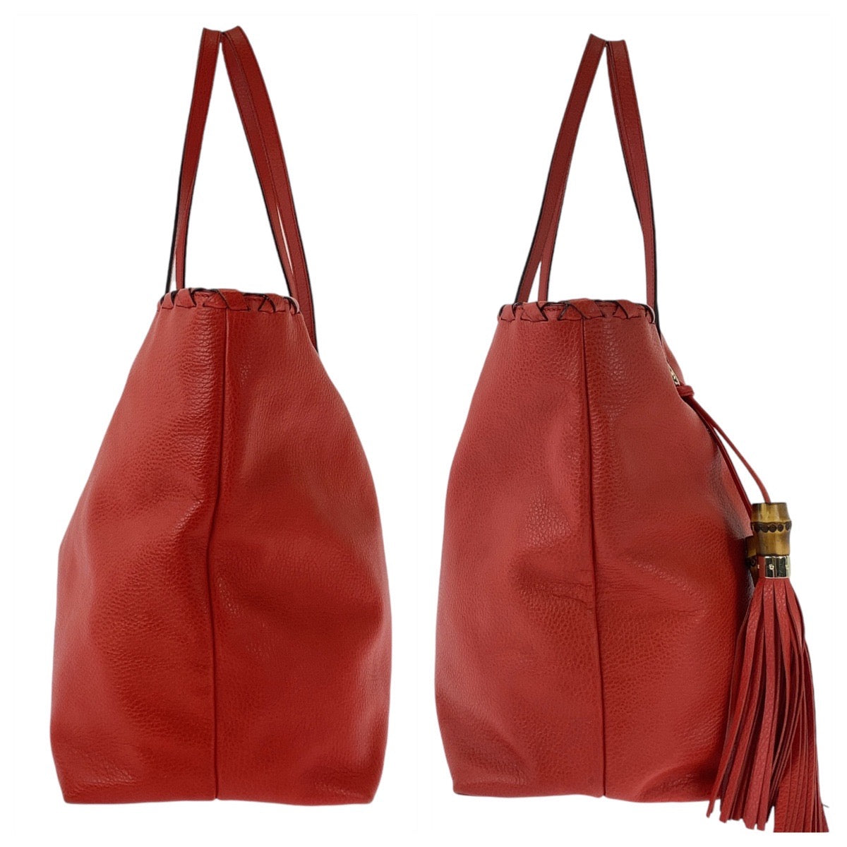 13303
GUCCI グッチ バンブー タッセル レッド ゴールド金具 レザー 354666 トートバッグ ショルダーバッグ  レディース