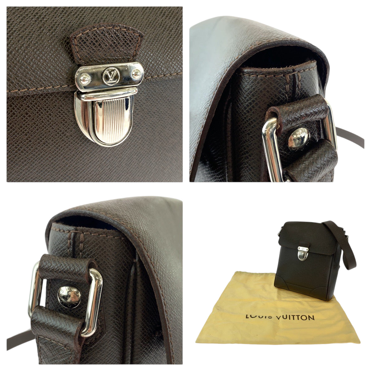 12778
LOUIS VUITTON ルイヴィトン タイガ ルカ グリズリ ブラウン シルバー金具 PVC ショルダーバッグ 斜め掛け  メンズ