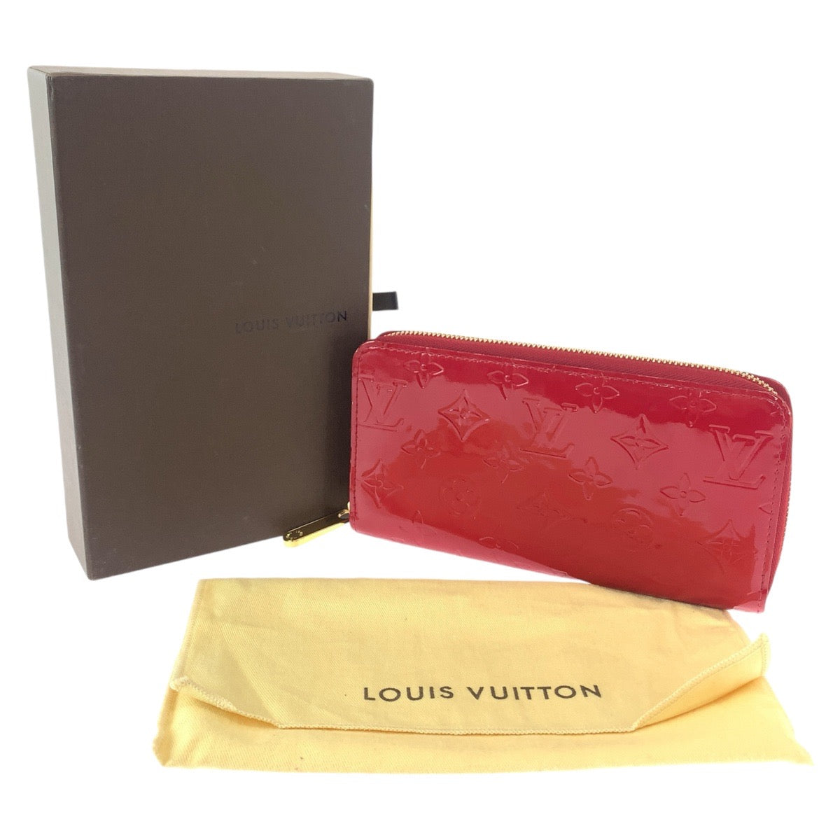 12785
LOUIS VUITTON ルイヴィトン ヴェルニ ジッピーウォレット レッド ゴールド金具 レザー M91981 長財布 ラウンドファスナー  レディース