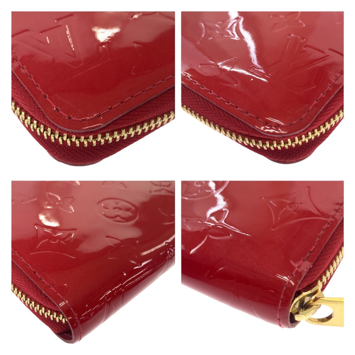 12785
LOUIS VUITTON ルイヴィトン ヴェルニ ジッピーウォレット レッド ゴールド金具 レザー M91981 長財布 ラウンドファスナー  レディース