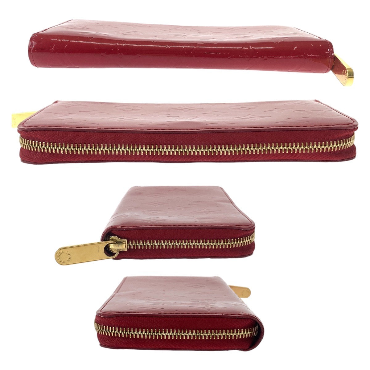 12785
LOUIS VUITTON ルイヴィトン ヴェルニ ジッピーウォレット レッド ゴールド金具 レザー M91981 長財布 ラウンドファスナー  レディース