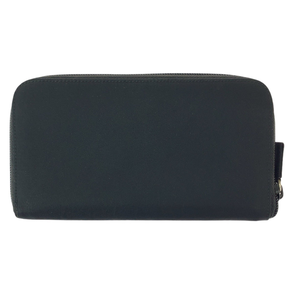 PRADA Tessuto Saffiano Triangle Logo Plate Black Silver Hardware Nylon/Leather Long Wallet Round Zipper Unisex Women's