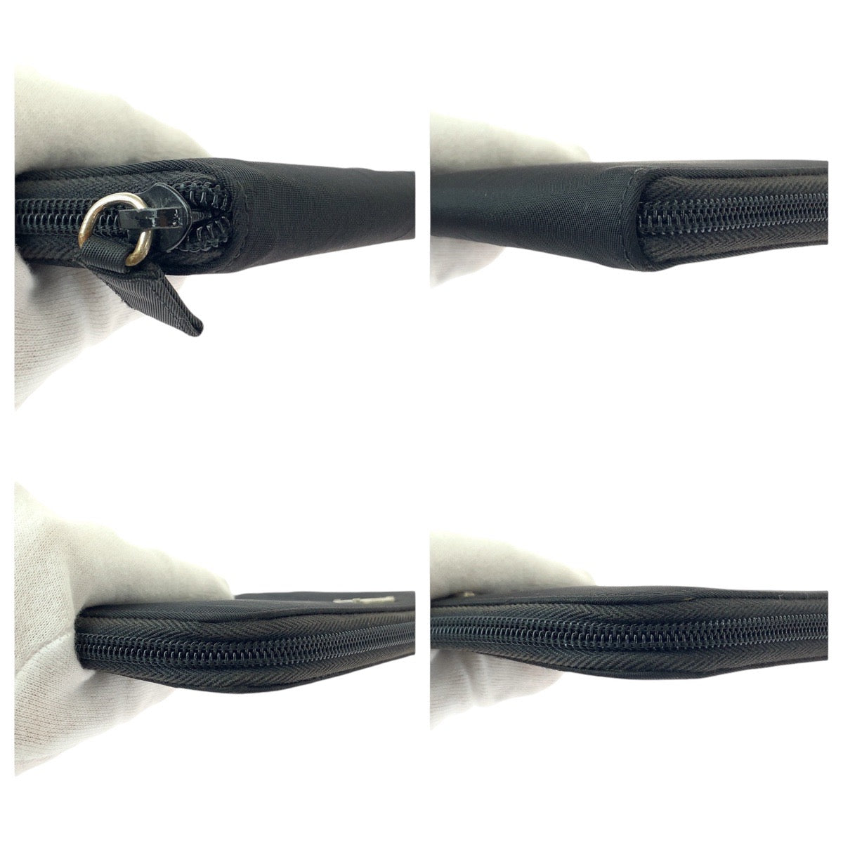 PRADA Tessuto Saffiano Triangle Logo Plate Black Silver Hardware Nylon/Leather Long Wallet Round Zipper Unisex Women's