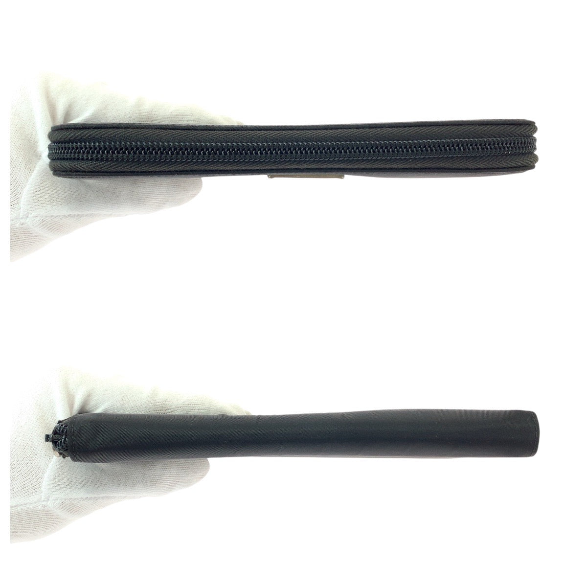 PRADA Tessuto Saffiano Triangle Logo Plate Black Silver Hardware Nylon/Leather Long Wallet Round Zipper Unisex Women's