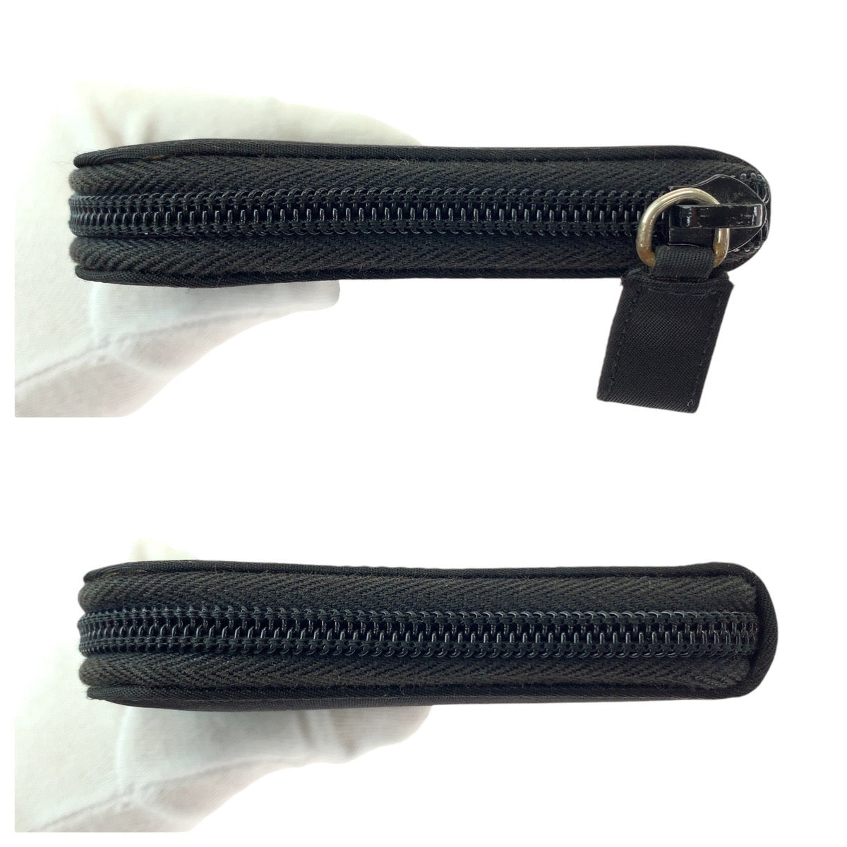 PRADA Tessuto Saffiano Triangle Logo Plate Black Silver Hardware Nylon/Leather Long Wallet Round Zipper Unisex Women's