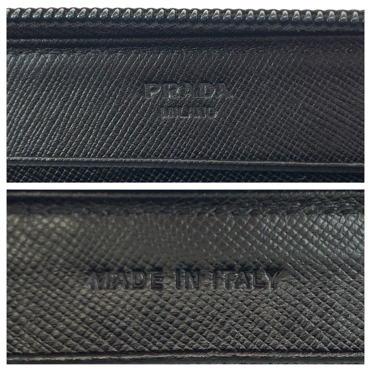 PRADA Tessuto Saffiano Triangle Logo Plate Black Silver Hardware Nylon/Leather Long Wallet Round Zipper Unisex Women's