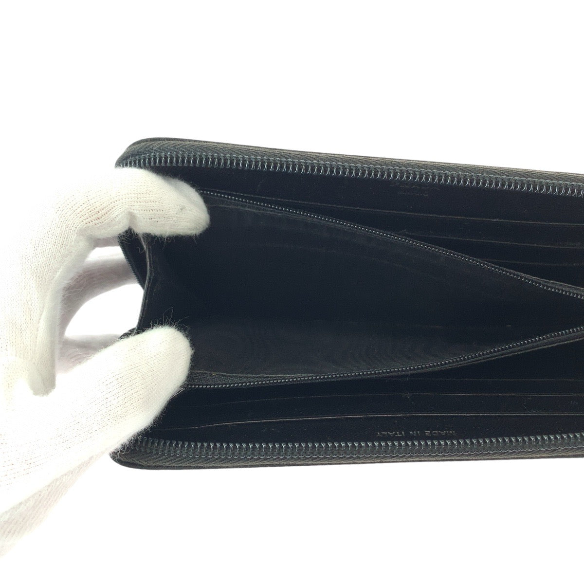 PRADA Tessuto Saffiano Triangle Logo Plate Black Silver Hardware Nylon/Leather Long Wallet Round Zipper Unisex Women's