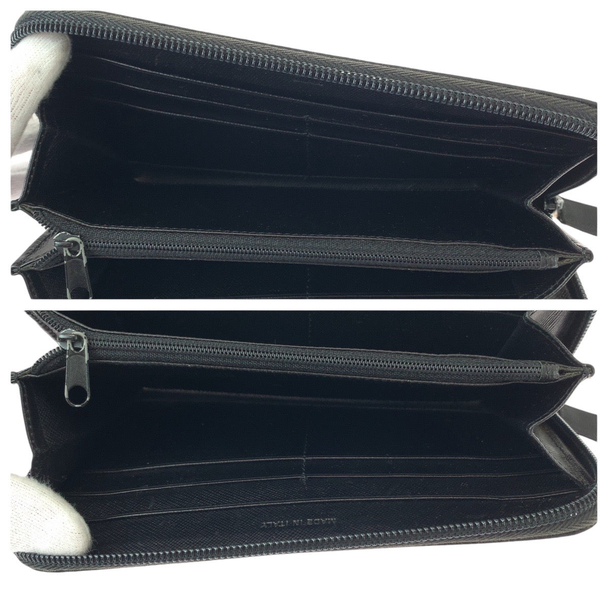 PRADA Tessuto Saffiano Triangle Logo Plate Black Silver Hardware Nylon/Leather Long Wallet Round Zipper Unisex Women's