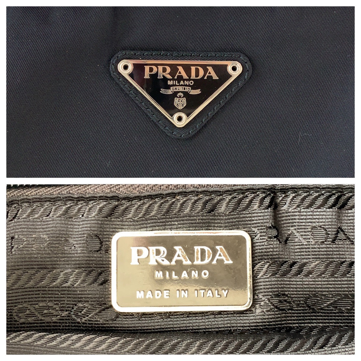 12805
PRADA プラダ テスート 三角ロゴプレート ブラック 黒 シルバー金具 ナイロン トートバッグ ショルダーバッグ  レディース