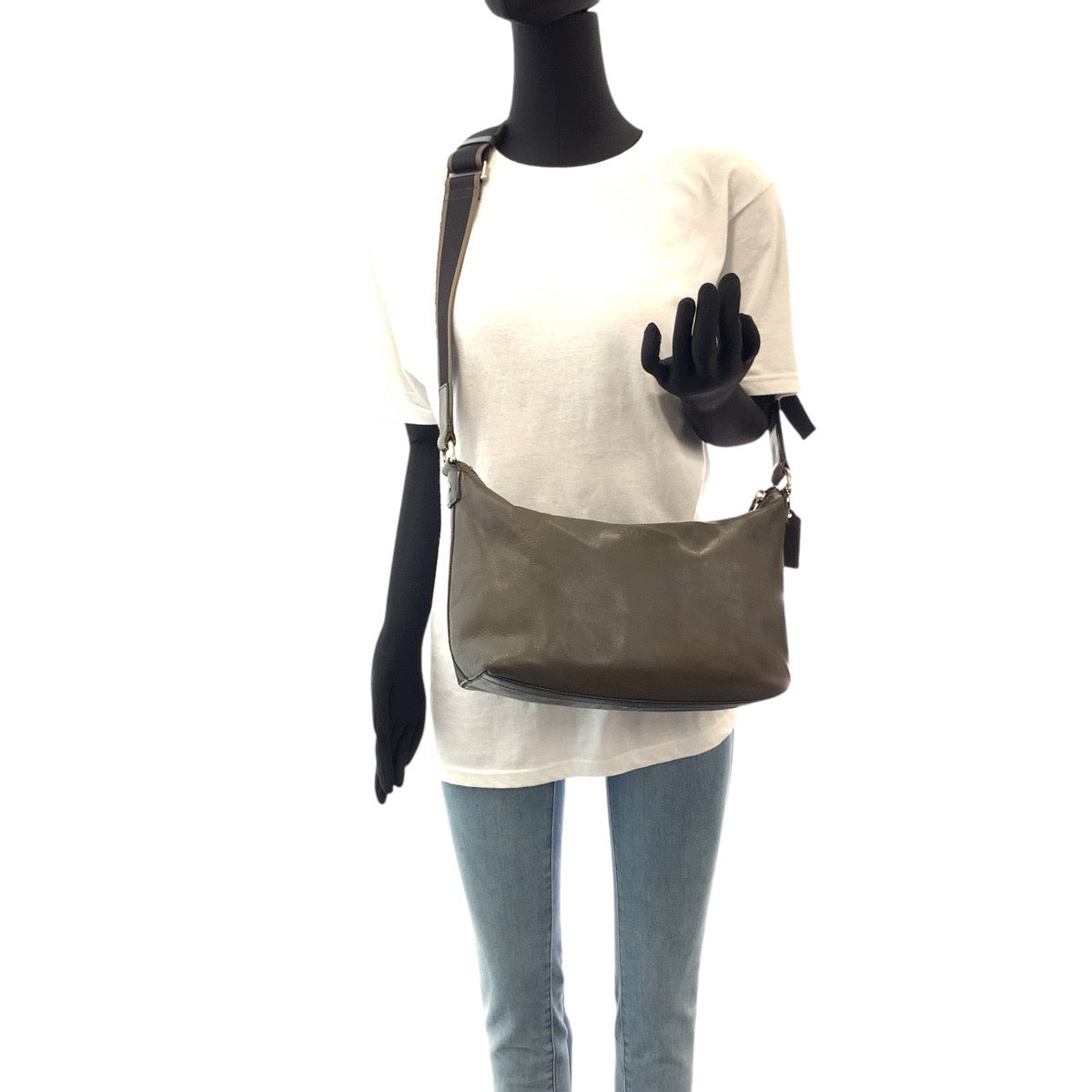 14068
COACH コーチ グレー シルバー金具 レザー 70559 斜め掛け ショルダーバッグ 男女兼用  メンズ AB9