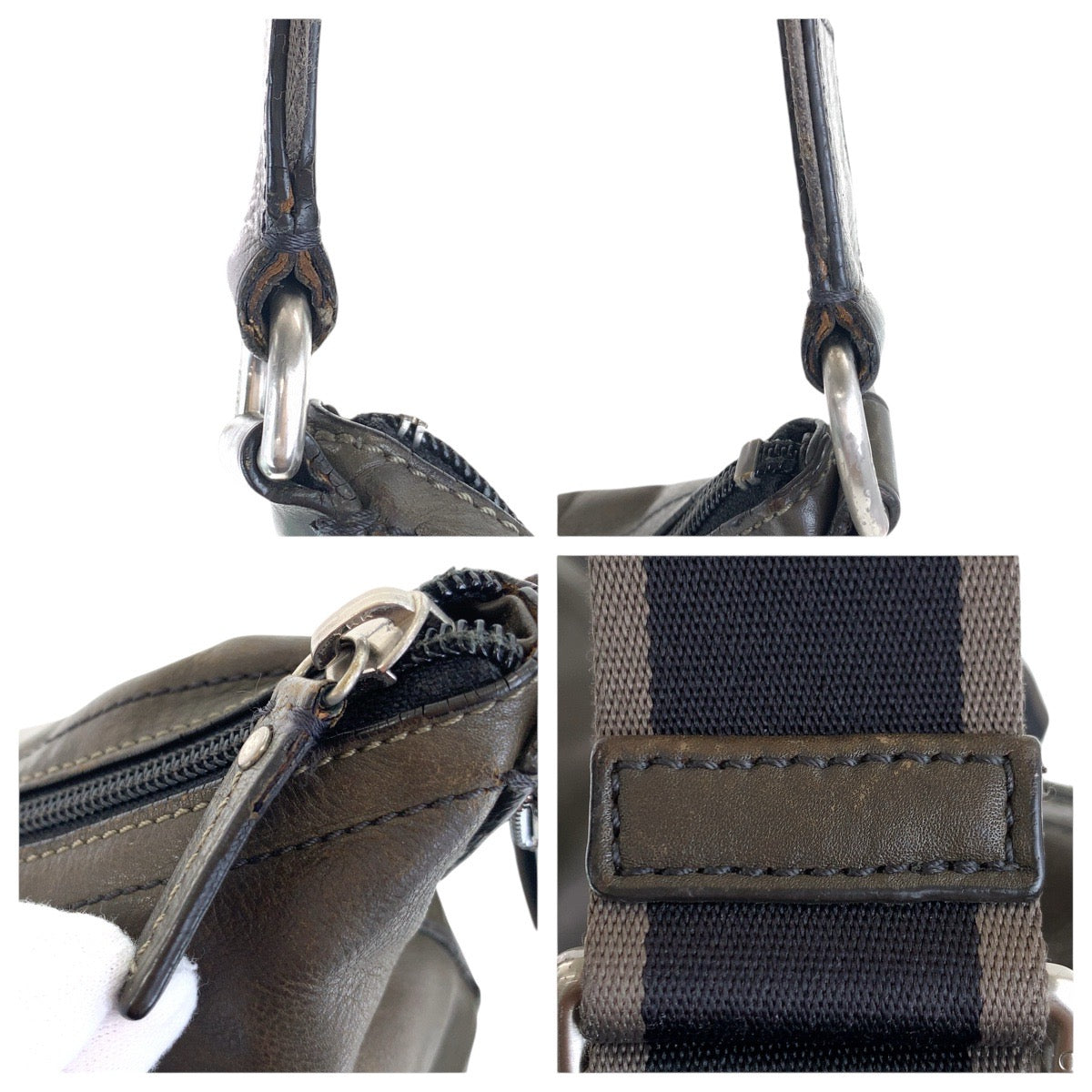 14068
COACH コーチ グレー シルバー金具 レザー 70559 斜め掛け ショルダーバッグ 男女兼用  メンズ AB9