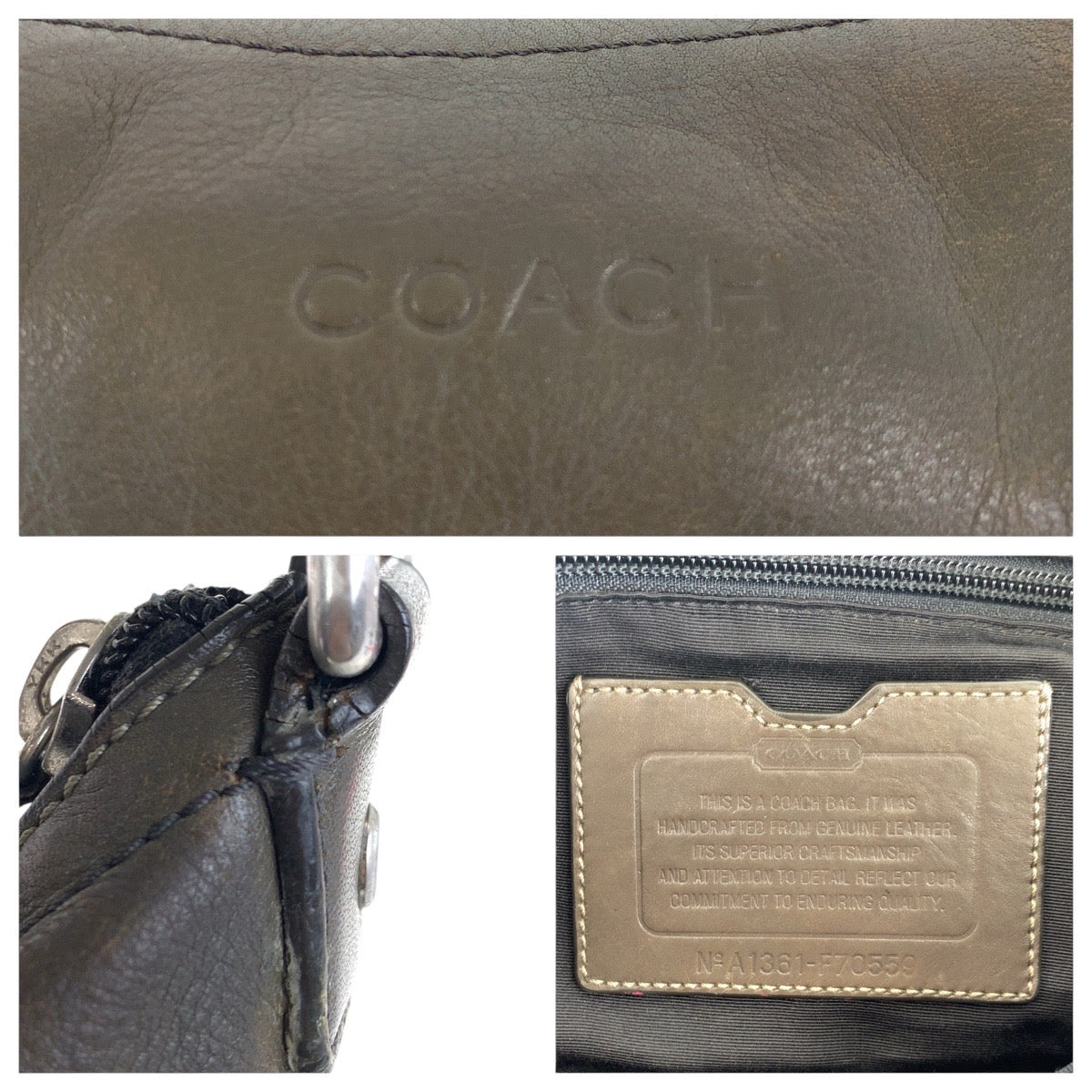 14068
COACH コーチ グレー シルバー金具 レザー 70559 斜め掛け ショルダーバッグ 男女兼用  メンズ AB9