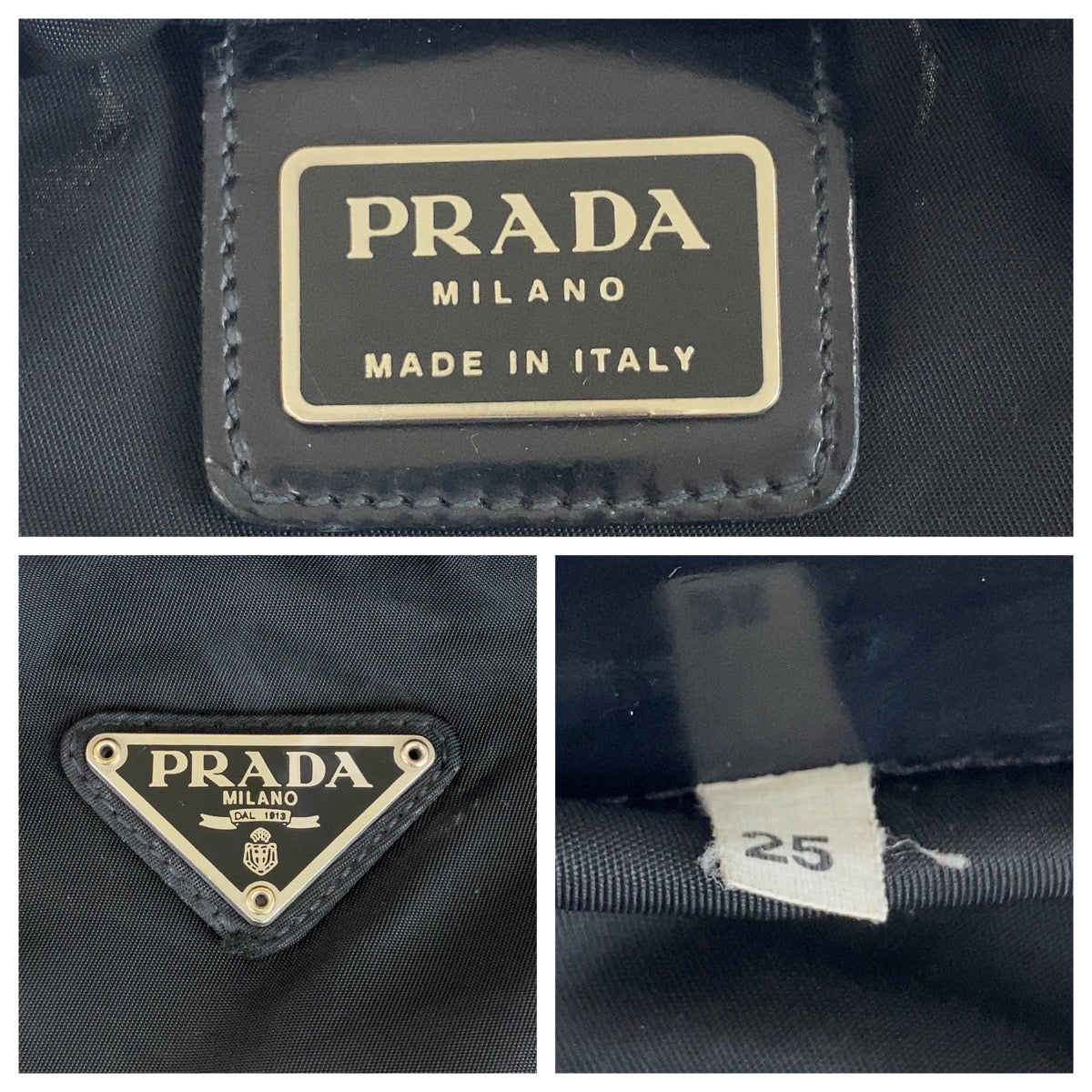 12822
PRADA プラダ テスート 三角ロゴプレート ブラック 黒 シルバー金具 ナイロン ショルダーバッグ ポシェット  メンズ