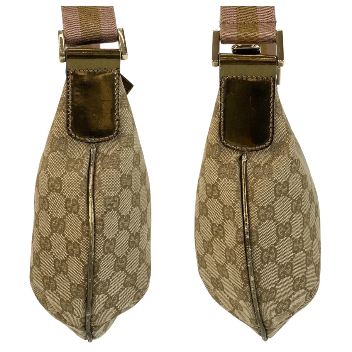 14073
GUCCI グッチ シャリーライン ベージュ ピンク ゴールド金具 GGキャンバス 181092 斜め掛け ショルダーバッグ メッセンジャーバッグ  レディース