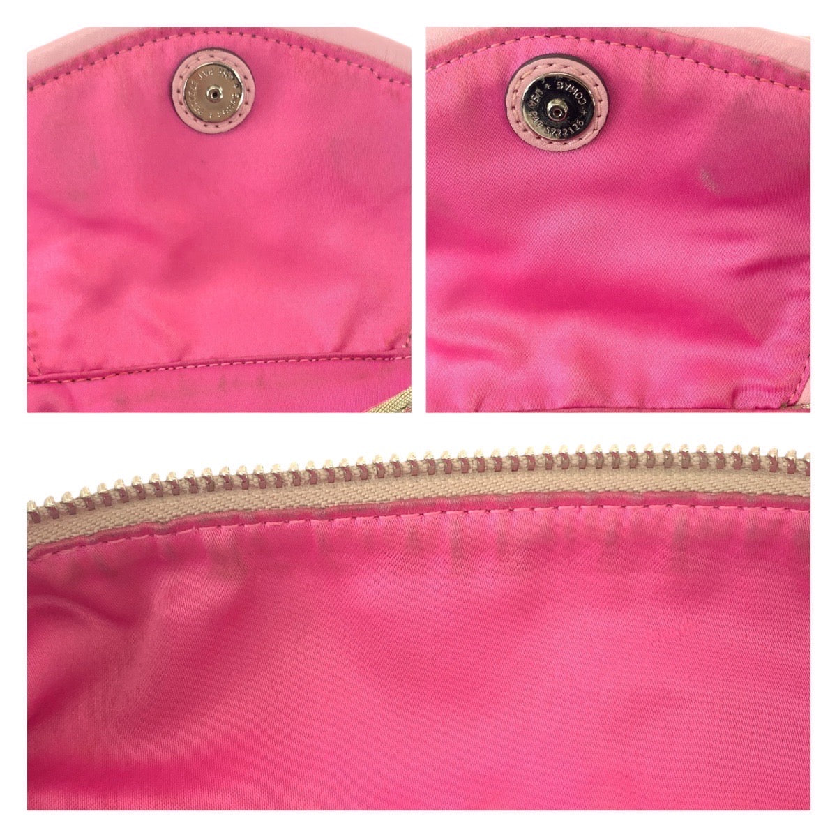 COACH コーチ ポピー シグネチャー ベージュ ピンク シルバー金具 キャンバス / レザー ショルダーバッグ メッセンジャーバッグ  レディース