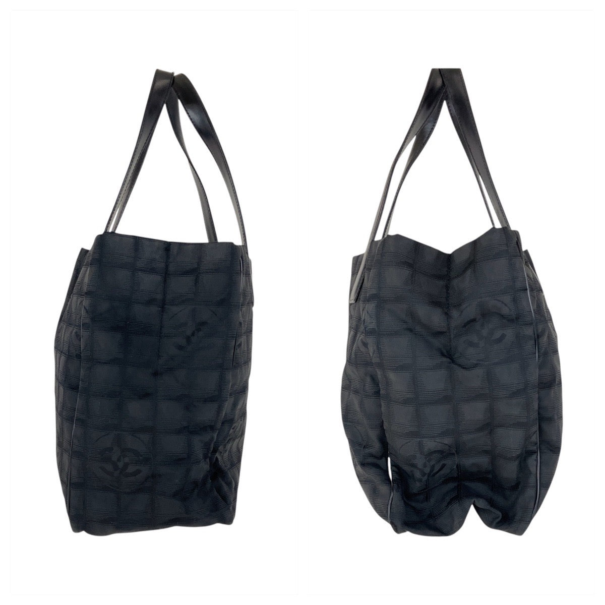 13308
CHANEL シャネル ニュートラベルライン トートMM ブラック 黒 ゴールド金具 ナイロン / レザー トートバッグ  レディース