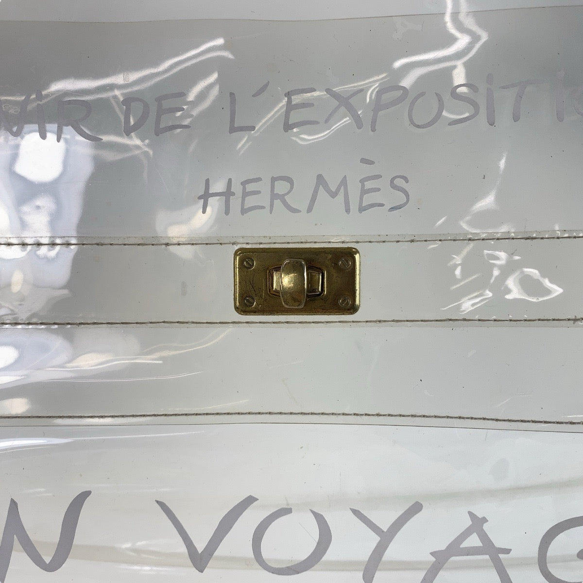 13312
HERMES エルメス ビニールケリー クリア ゴールド金具 ビニール ハンドバッグ  レディース