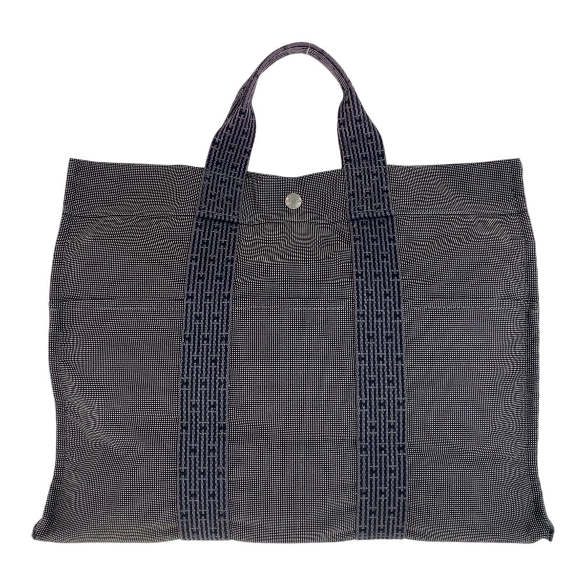 13313
HERMES エルメス エールライントートMM グレー シルバー金具 キャンバス トートバッグ ハンドバッグ  レディース