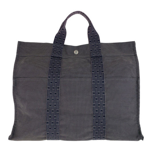 13313
HERMES エルメス エールライントートMM グレー シルバー金具 キャンバス トートバッグ ハンドバッグ  レディース