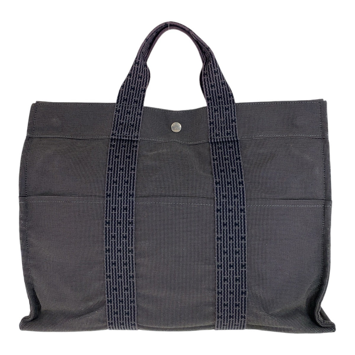 13313
HERMES エルメス エールライントートMM グレー シルバー金具 キャンバス トートバッグ ハンドバッグ  レディース