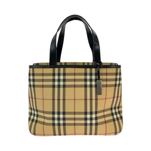 BURBERRY バーバリー チェック柄 ブラウン マルチカラー シルバー金具 キャンバス ハンドバッグ トートバッグ  レディース