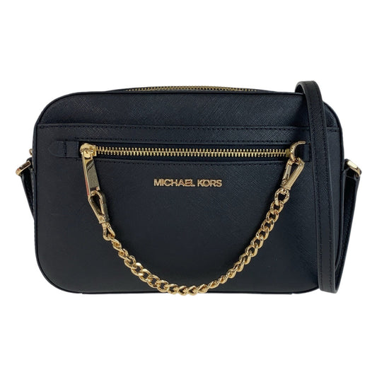 13319
Michael Kors マイケルコース ブラック 黒 ゴールド金具 レザー 斜め掛け ショルダーバッグ ポシェット  レディース