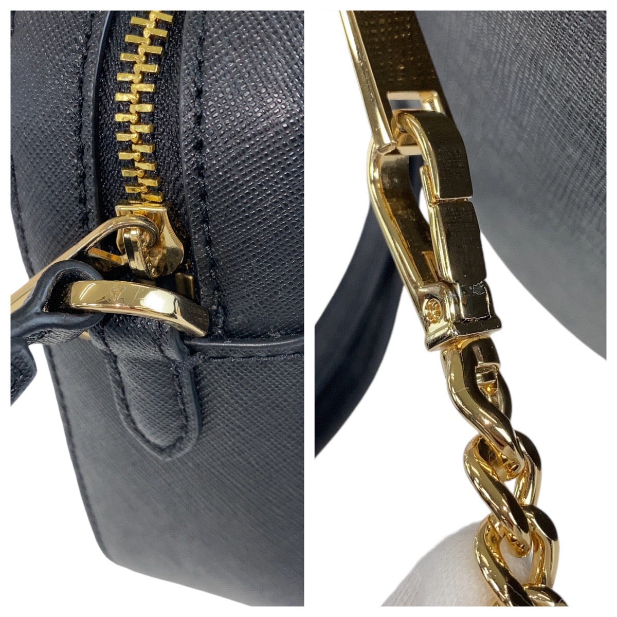 13319
Michael Kors マイケルコース ブラック 黒 ゴールド金具 レザー 斜め掛け ショルダーバッグ ポシェット  レディース