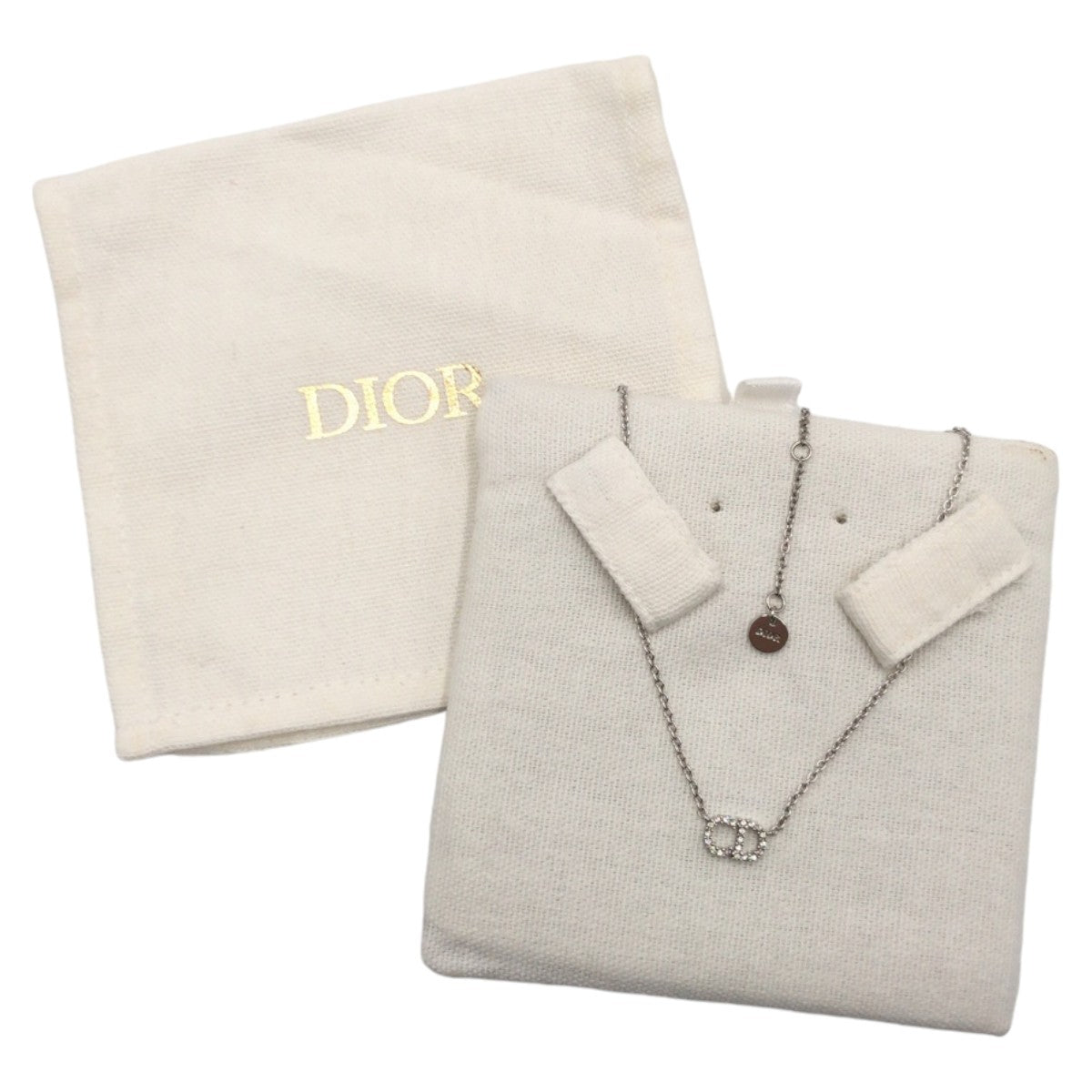 13322
Christian Dior クリスチャンディオール クレール ディー リュヌ シルバー メタル / ラインストーン ネックレス ペンダント  レディース
