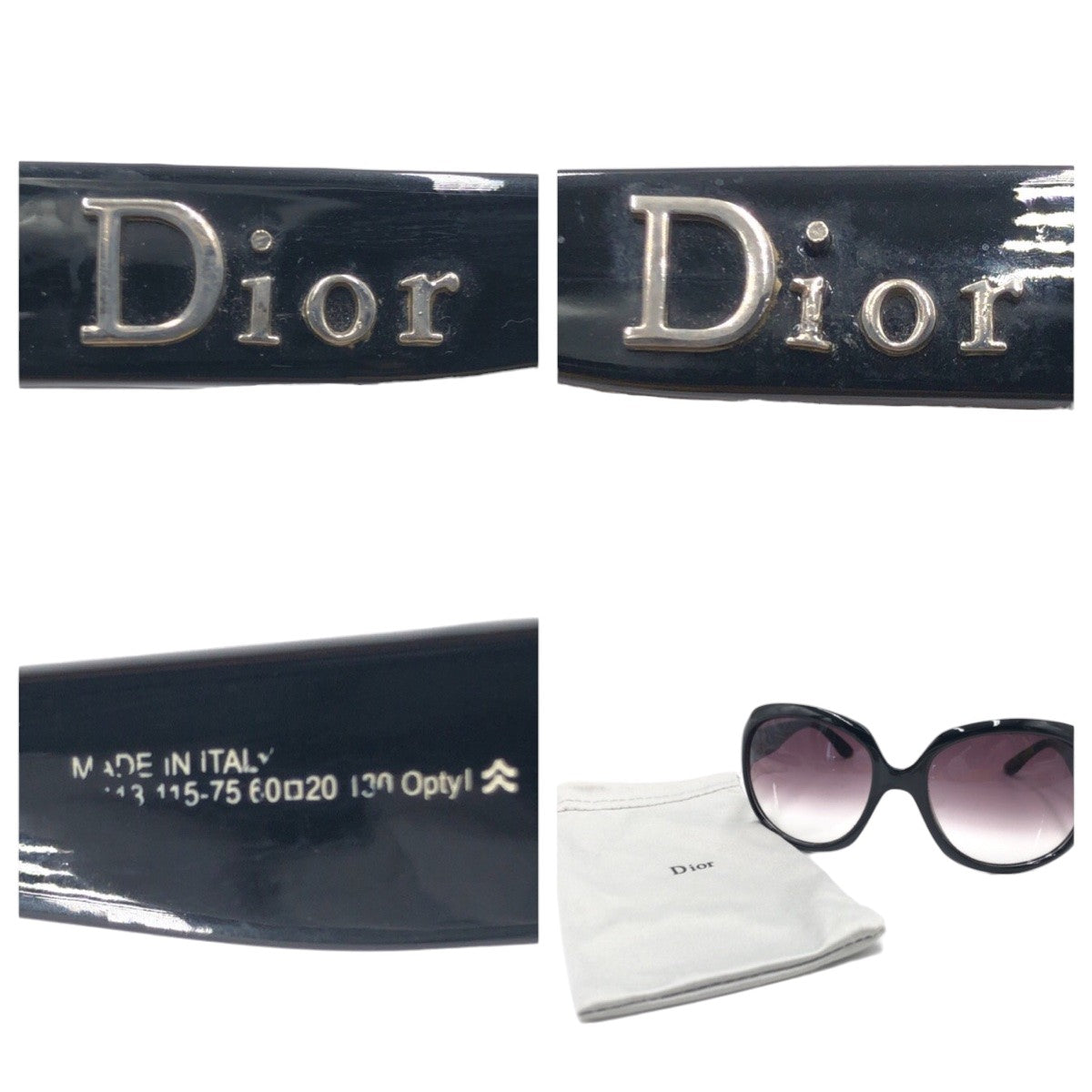 13325
Dior ディオール GLOSSY1 グロッシー ブラック 黒 プラスチック 113-115-75 60□20 130 サングラス バタフライ  レディース