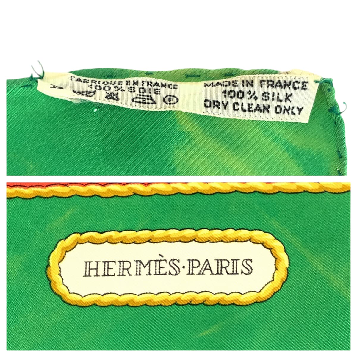 13327
HERMES エルメス カレ90 シャルルガルニエへの賛辞 グリーン マルチカラー シルク スカーフ  レディース