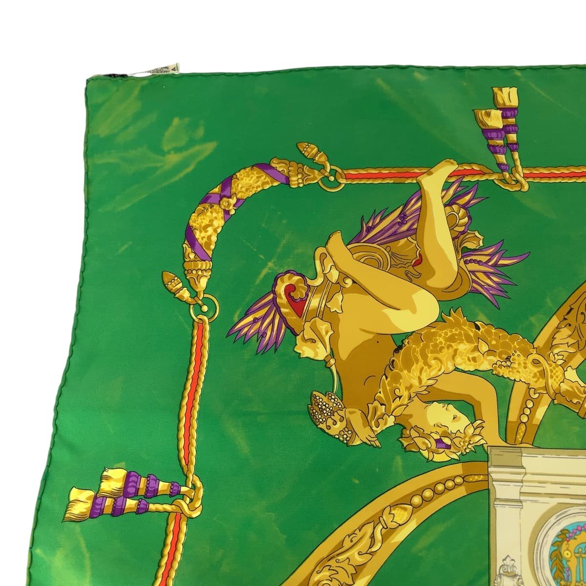 13327
HERMES エルメス カレ90 シャルルガルニエへの賛辞 グリーン マルチカラー シルク スカーフ  レディース