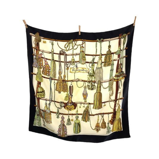 13330
HERMES エルメス カレ90 Pasementerie ブラック 黒 マルチカラー シルク スカーフ  レディース