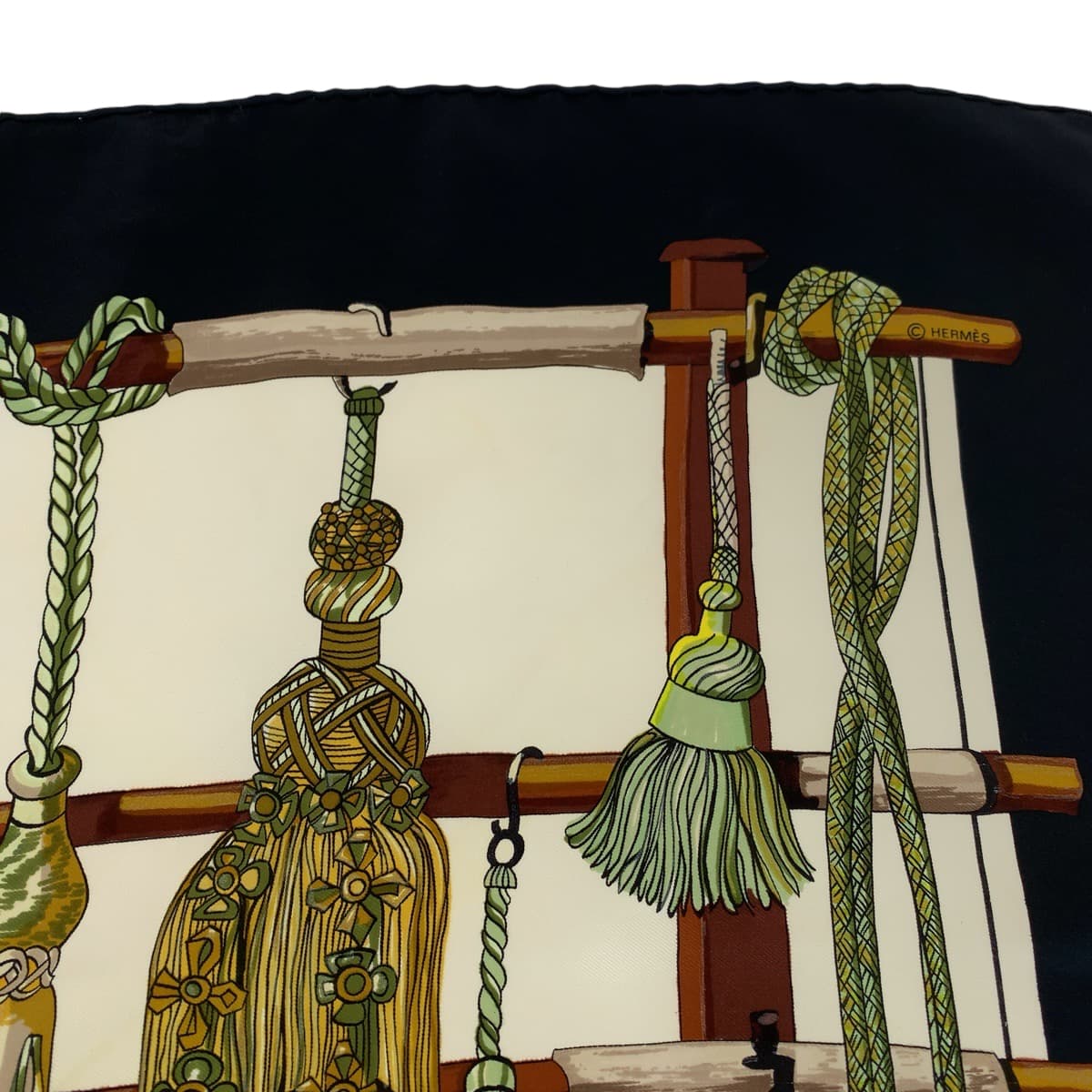 13330
HERMES エルメス カレ90 Pasementerie ブラック 黒 マルチカラー シルク スカーフ  レディース