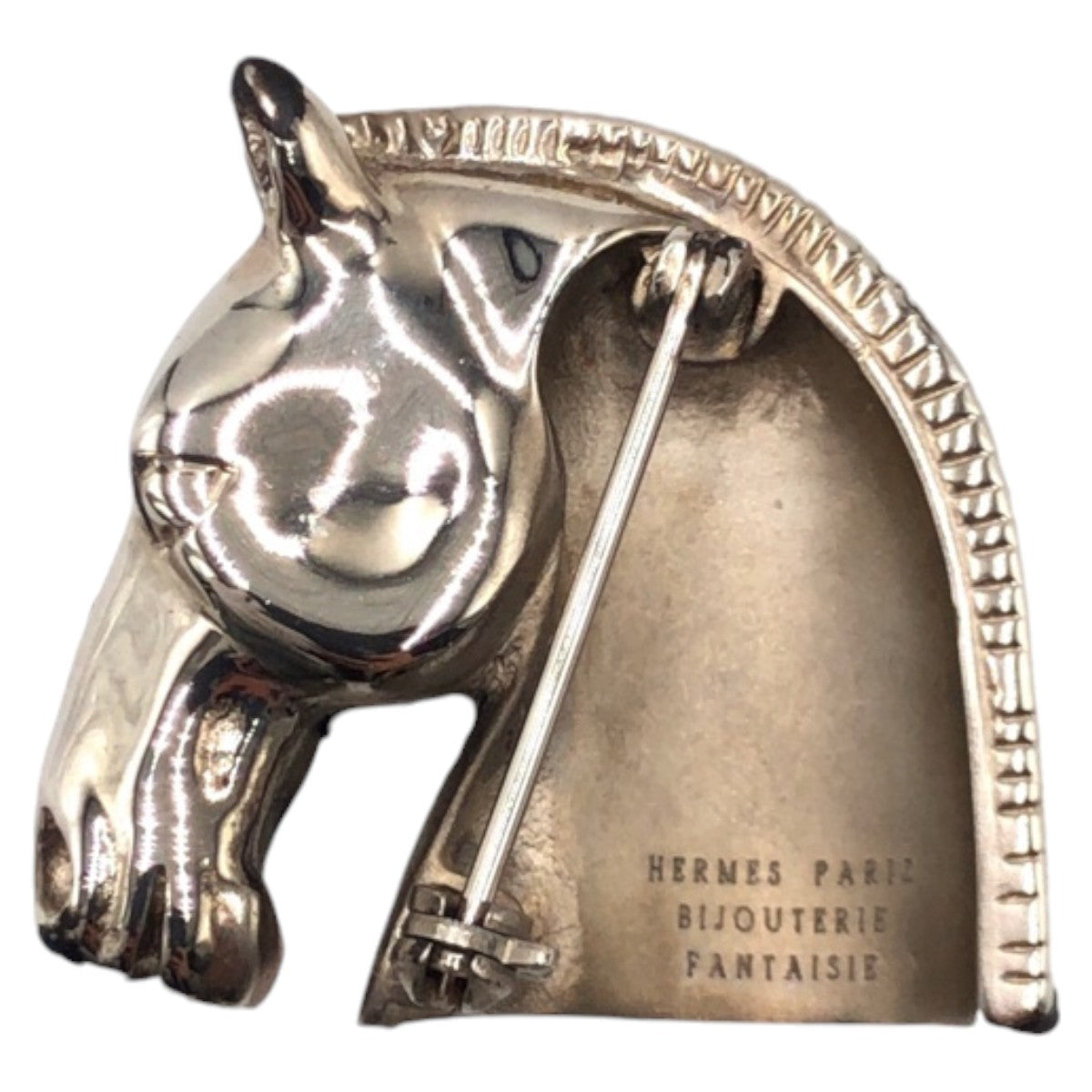 13332
HERMES エルメス ホースヘッド シルバー メッキ / メタル ブローチ  レディース