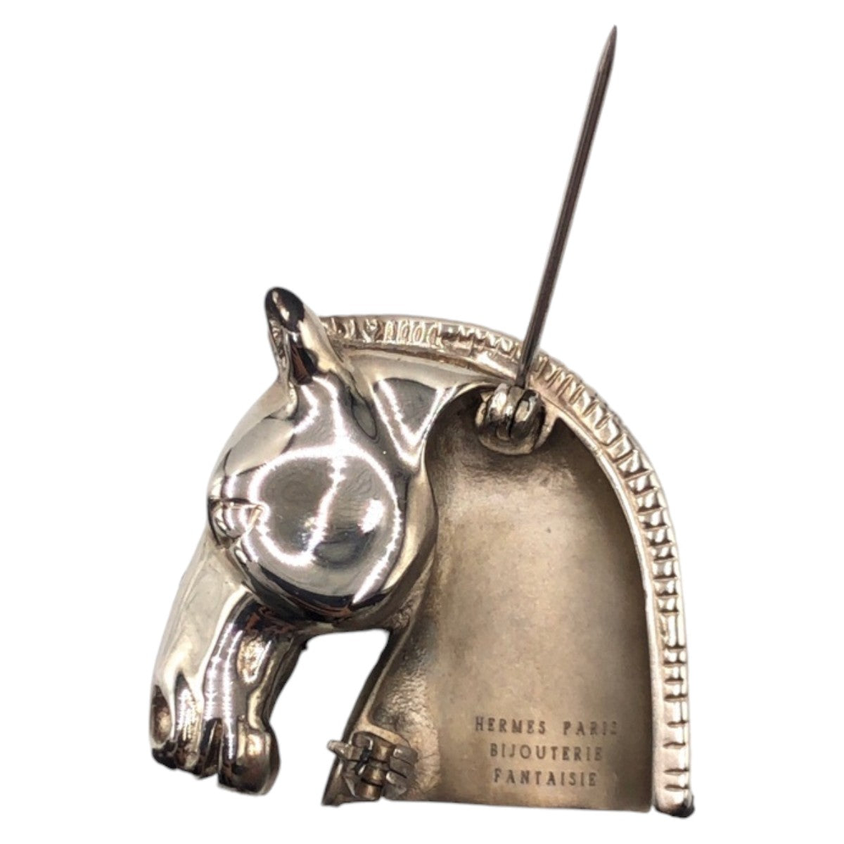 13332
HERMES エルメス ホースヘッド シルバー メッキ / メタル ブローチ  レディース