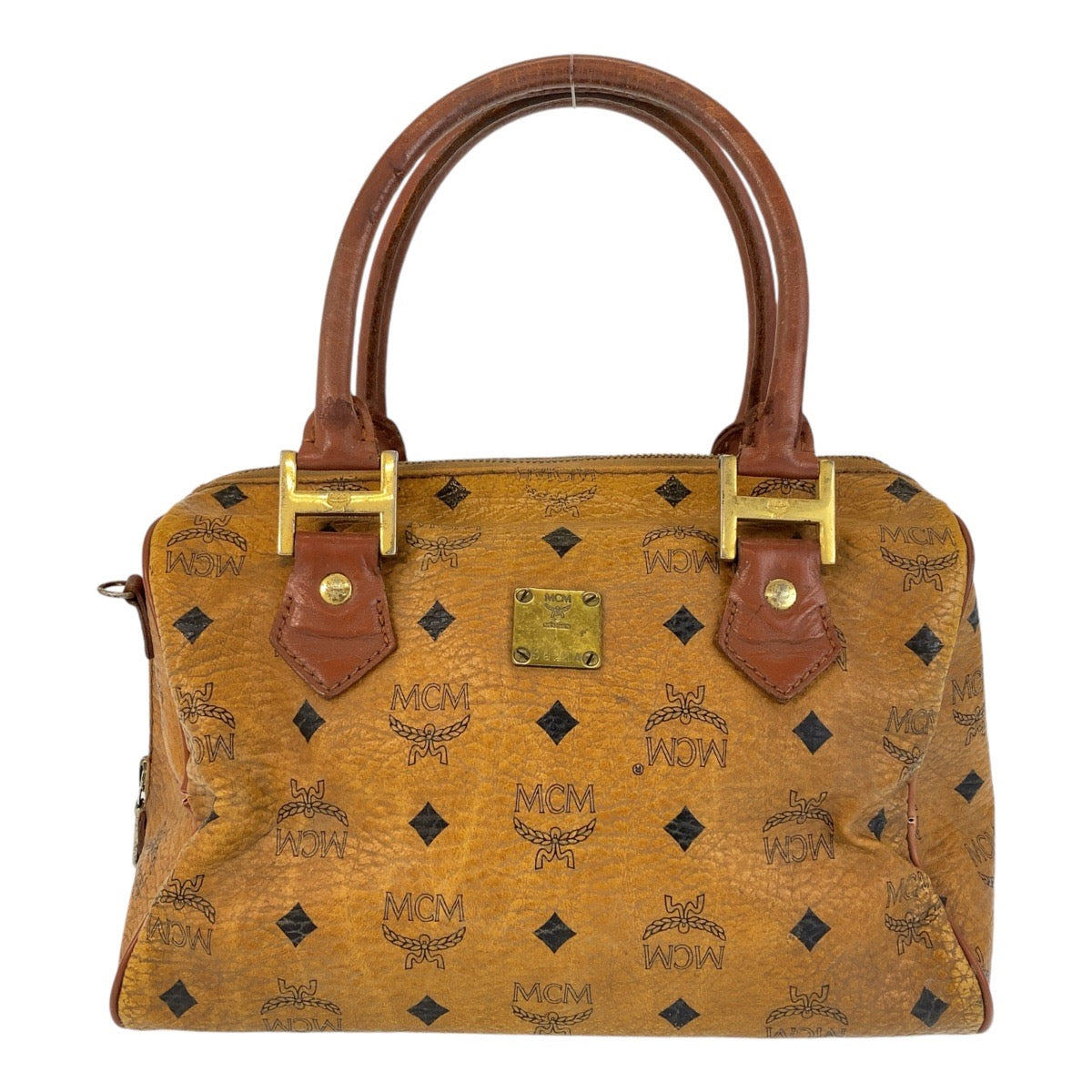 14074
MCM エム シー エム ヴィンテージ ヴィセトス ロゴグラム ブラウン ゴールド金具 レザー ハンドバッグ ボストンバッグ  レディース