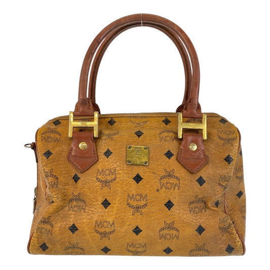 14074
MCM エム シー エム ヴィンテージ ヴィセトス ロゴグラム ブラウン ゴールド金具 レザー ハンドバッグ ボストンバッグ  レディース