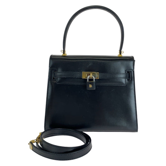 BALLY バリー ヴィンテージ ケリー型 ブラック 黒 ゴールド金具 レザー ハンドバッグ ショルダーバッグ 2way  レディース