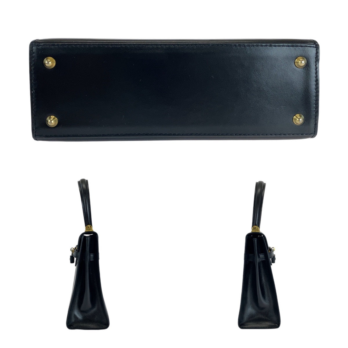 BALLY バリー ヴィンテージ ケリー型 ブラック 黒 ゴールド金具 レザー ハンドバッグ ショルダーバッグ 2way  レディース