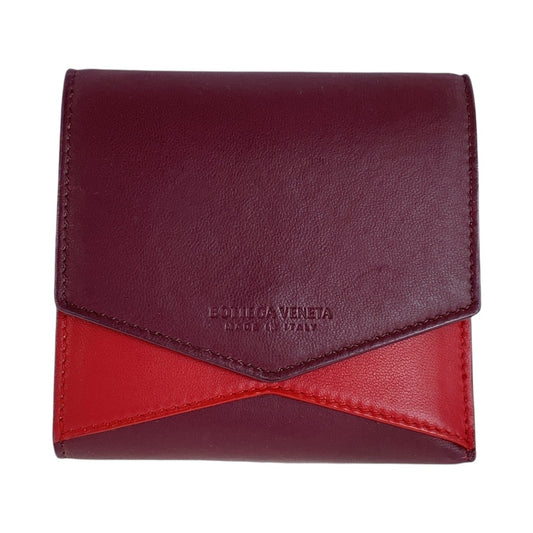 12784
BOTTEGAVENETA ボッテガヴェネタ バイカラー ワインレッド ボルドー レッド ゴールド金具 レザー 折財布 コンパクトウォレット 男女兼用  レディース