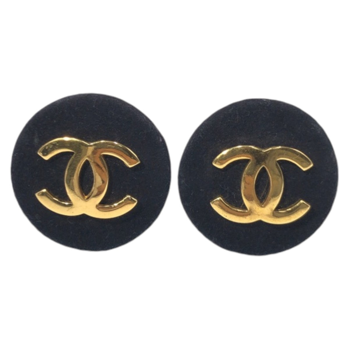 CHANEL シャネル ヴィンテージ ココマーク ブラック 黒 ゴールド  スウェード / メタル イヤリング 29刻印  レディース
